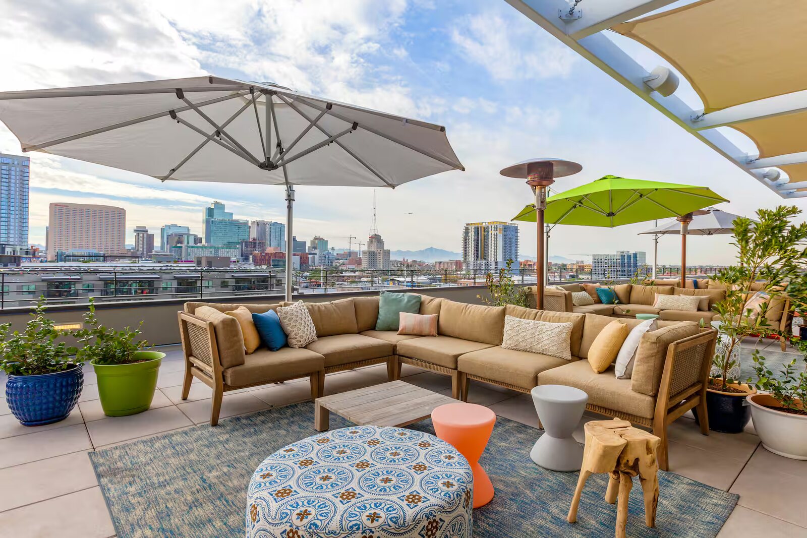 Rooftop terrace looking across the downtown Phoenix skyline